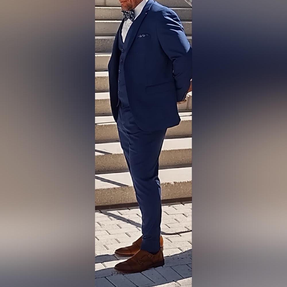 Barzini 3pc suit Navy Blue 40R- pant 34R